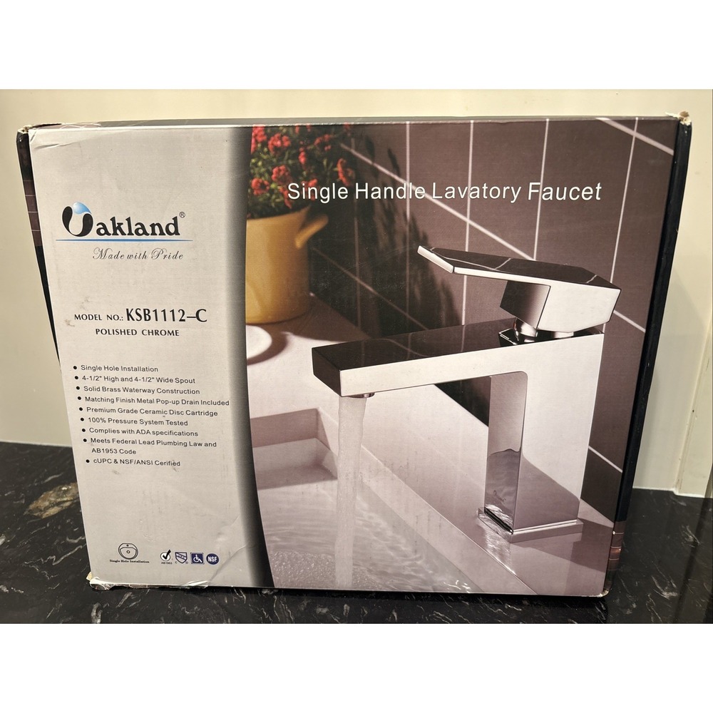 Oakland Single-Handle Lavatory Faucet Model KSB1112-C Polished Chrome - New